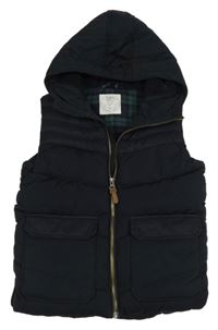 Černá prošívaná šusťáková zateplená vesta s kapucí Next