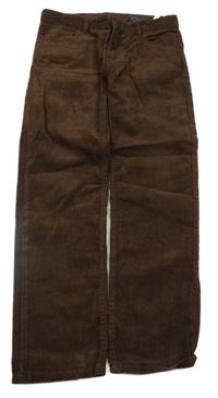 Tmavohnědé slim fitr waist manšestráky H&M