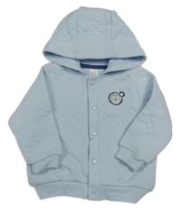 Svetlomodrá prešívaná prepínaci vyteplená mikina s medvedíkom a kapucňou C&A