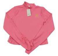 Nové - růžový žebrovaný crop rolák s logem RIVER ISLAND