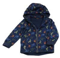 Tmavomodrá softshellová bunda s dinosaury a kapucí ACTIVE TOUCH