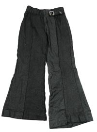 Čierno-strieborné flare nohavice s přezkou PIAZZAITALIA