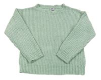 Mentolový melírovaný rebrovaný žinylkový sveter Kiki&Koko