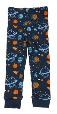 Tmavomodré pyžamové kalhoty s planetami Kiki&Koko