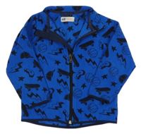 Cobaltovoě modrá fleecová prepínaci mikina s obrázkami H&M