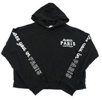 Černá crop mikina s nápisy a kapucí H&M