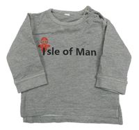 Sivá melírovaná mikina s nápisom a motorkou