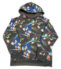 Tmavosivá tepláková mikina so Sonicem a kapucňou PRIMARK