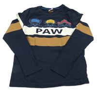 Tmavomodré triko s PAW PATROL a bílo-hnědým pruhem S. Oliver