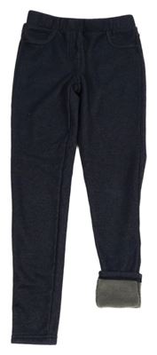 Tmavomodré zateplené tregíny riflového vzhledu YIGGA