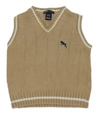 Béžová rebrovaná svetrová vesta s výšivkou H&M