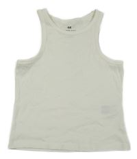 Smotanový rebrovaný crop top H&M