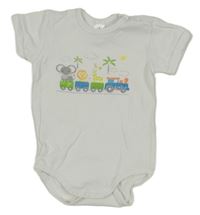 Biele body s vláčikom  a zvieratkami Topomini