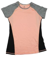 Neonově oranžovo-šedo-černé sportovní tričko H&M