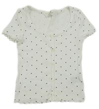 Biele bodkovaná é rebrované crop tričko s gombíkmi H&M