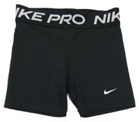 Čierne elastické funkčné športové legínové kraťasy s logy Nike Pro