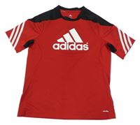 Červeno-černo-bílé funkční sportovní tričko Adidas