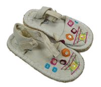 Nové - smetanové espadrilky s výšivkou a flitrami Shana Shoes vel. 22