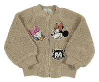Béžový huňatý podšitý bomber s Minnie a Daisy a Figarem H&M