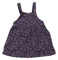 Tmavomodré kvietkovane menšestrové šaty H&M