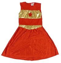 Kockovaným - Červeno-zlaté šaty