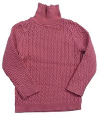 Ružový copánkový sveter s rolákom George