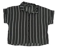 Čierno-sivá pruhovaná crop blúzka New Look