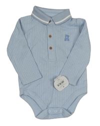 Světlemodré žebrované polo body s medvědem Nutmeg