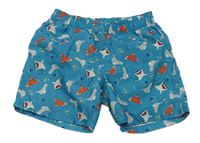 Modrozelené plážové kraťasy s mořskými živočichy - Hledá so Nemo Disney