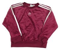 Vínová plyšová mikina s logem Adidas
