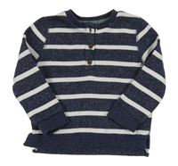 Tmavomodro-biela pruhovaná pletená mikina s gombíkmi F&F