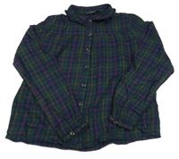 Tmavomodro-tmavozeleno-ružová kockovaná blúzka George