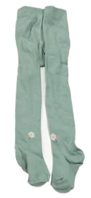 Zelenošedé punčocháče s květinami