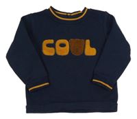 Tmavomodrá mikina s nápisom s medvěďom