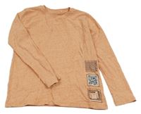 Oranžové melírované tričko s potlačou Yigga