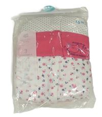 Nové - 3x overal - bílý puntíkatý + tmavorůžový s kočkami + bílý květovaný Primark