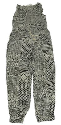 Béžovo-černý vzorovaný lehký kalhotový overal H&M