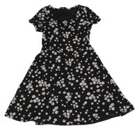 Čierne kvetované bavlnené šaty C&A