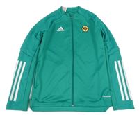 Zelená sportovní propínací funkční mikina s potiskem Adidas