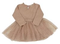 Starorůžové bavlněno/tylové šaty s třpytkami H&M