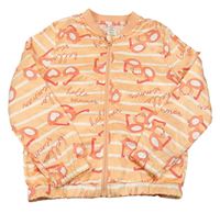 Meruňkovo-bílá pruhovaná šusťáková bunda s brýlemi Little Kids