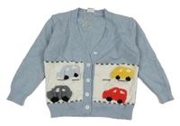 Světlemodro-biely prepínaci ľahký sveter s autami