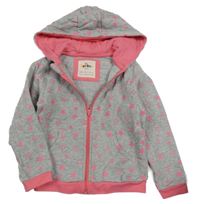 Sivá melírovaná prepínaci mikina s hviezdami a kapucňou Kuniboo