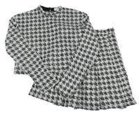 2set - Svetlošedá -čierne vzorované trblietavé crop triko + sukňa Primark