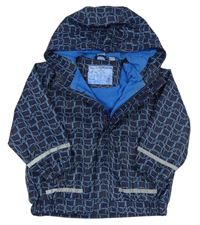 Tmavomodro-modrá vzorovaná nepromokavá jarná bunda s kapucňou x-maill