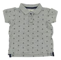Sivé vzorované polo tričko s kotvami zn. H&M