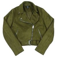 Khaki semišový crop křivák New Look