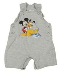 Šedé melírované laclové teplákové kraťasy s Plutem a Mickeym Disney