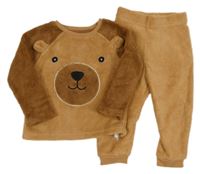 Hnědé chlupaté pyžamo s medvědem Primark
