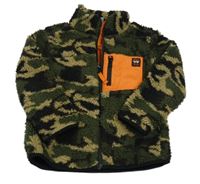 Kaki-čierna army huňatá podšitá mikina zn. Tu